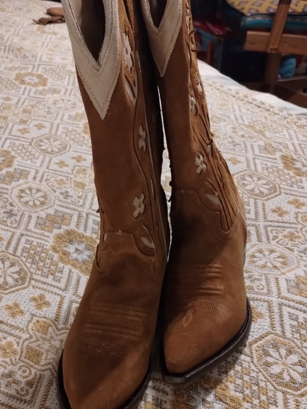 The GREAT X Stetson Suede Floral Cowboy Boots NIB 7 - Picture 9 of 11